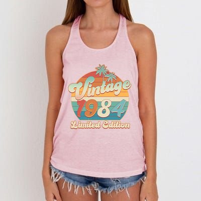 Retro Tropical Vintage 1984 Limited Edition 40th Birthday Women's Knotted Racerback Tank