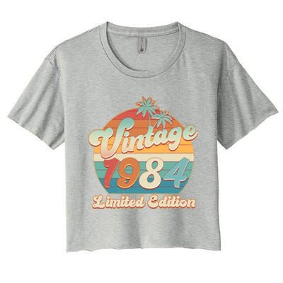 Retro Tropical Vintage 1984 Limited Edition 40th Birthday Women's Crop Top Tee