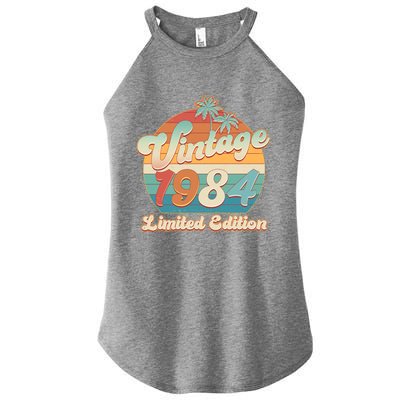 Retro Tropical Vintage 1984 Limited Edition 40th Birthday Women's Perfect Tri Rocker Tank