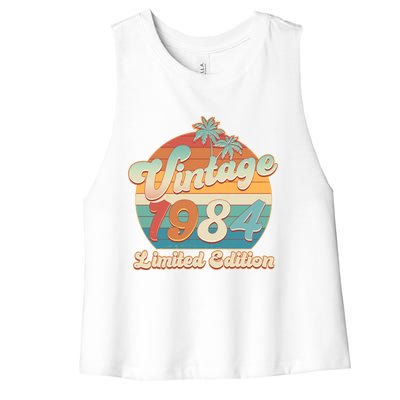 Retro Tropical Vintage 1984 Limited Edition 40th Birthday Women's Racerback Cropped Tank