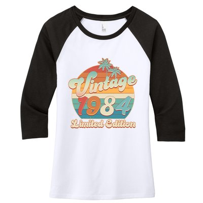 Retro Tropical Vintage 1984 Limited Edition 40th Birthday Women's Tri-Blend 3/4-Sleeve Raglan Shirt