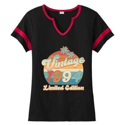 Retro Tropical Vintage 1994 Limited Edition 30th Birthday Ladies Halftime Notch Neck Tee