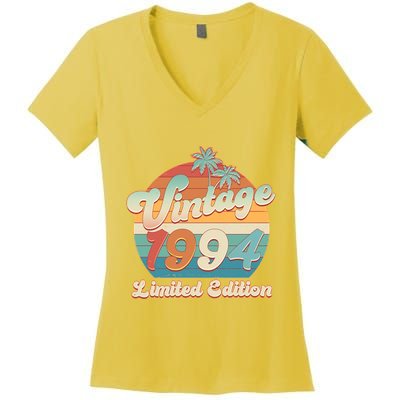 Retro Tropical Vintage 1994 Limited Edition 30th Birthday Women's V-Neck T-Shirt