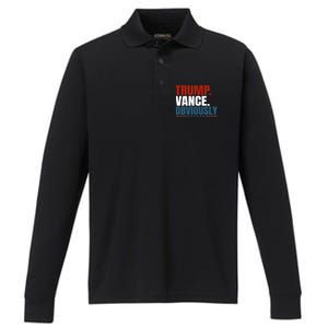 Retro Trump Vance Obviously 2024 Donald Trump 2024 Election Performance Long Sleeve Polo