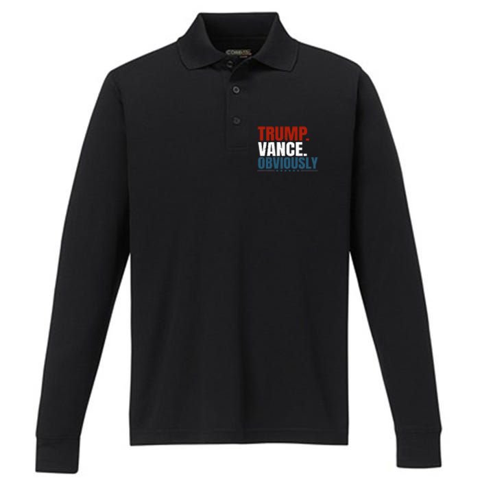 Retro Trump Vance Obviously 2024 Donald Trump 2024 Election Performance Long Sleeve Polo