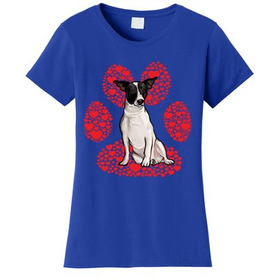 Rat Terrier Valentines Day Dog Love Paw Gift Women's T-Shirt