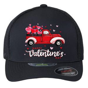 Red Truck With Hearts Happy Valentine's Day Gifts For Women Flexfit Unipanel Trucker Cap