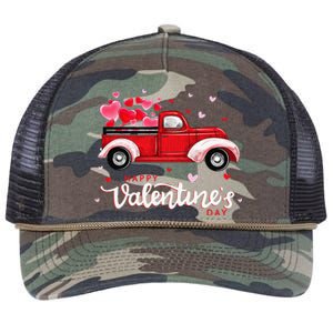 Red Truck With Hearts Happy Valentine's Day Gifts For Women Retro Rope Trucker Hat Cap