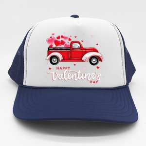 Red Truck With Hearts Happy Valentine's Day Gifts For Women Trucker Hat