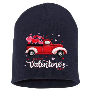 Red Truck With Hearts Happy Valentine's Day Gifts For Women Short Acrylic Beanie