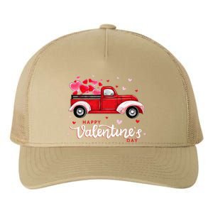 Red Truck With Hearts Happy Valentine's Day Gifts For Women Yupoong Adult 5-Panel Trucker Hat