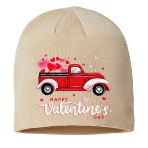 Red Truck With Hearts Happy Valentine's Day Gifts For Women Sustainable Beanie