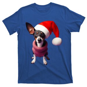 Rat Terrier With Santa Hat Christmas Dog Owner Lover Mom Dad Gift T-Shirt