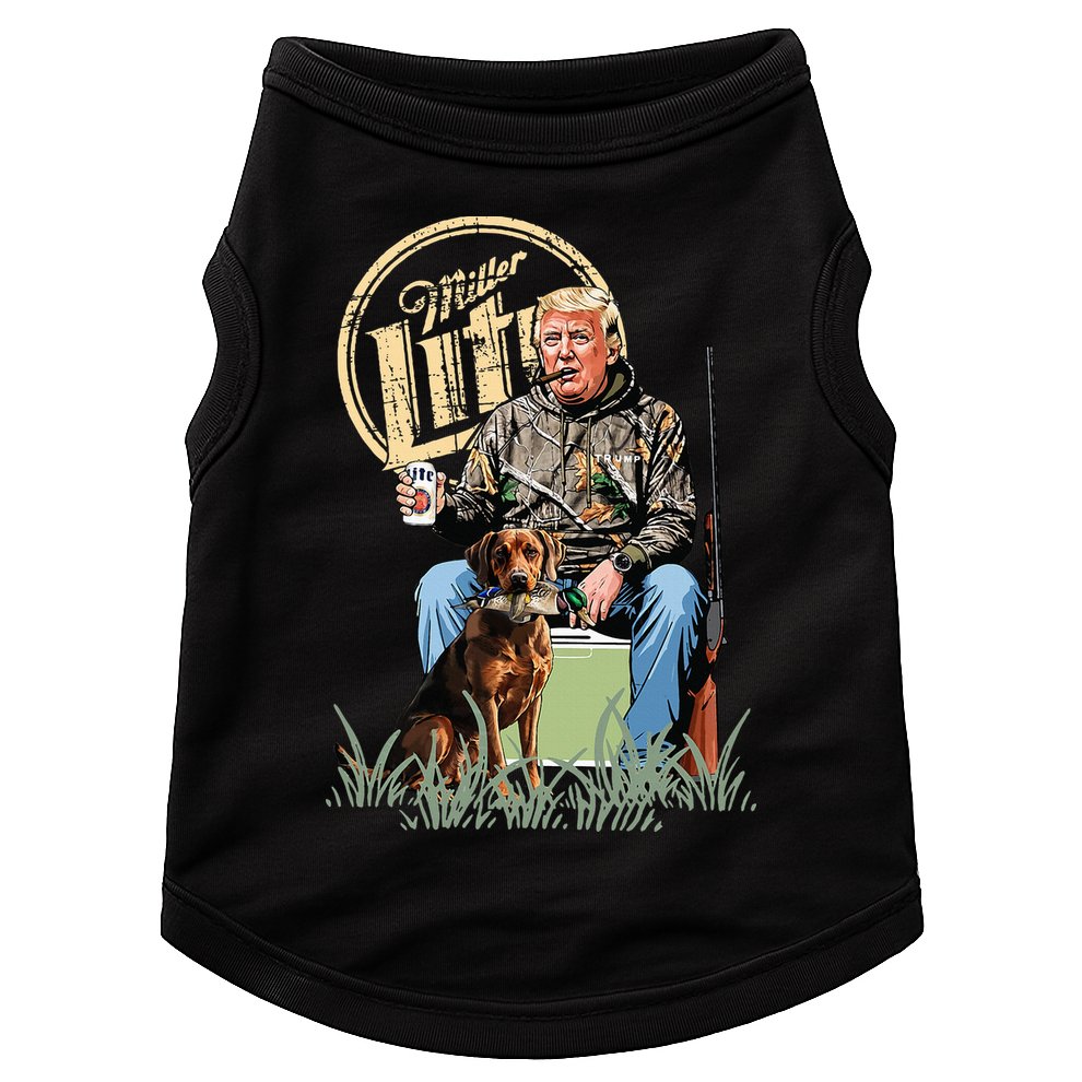 Retro Trump With Dog Fishermen Trump Fishing Hunting Season Doggie Tank