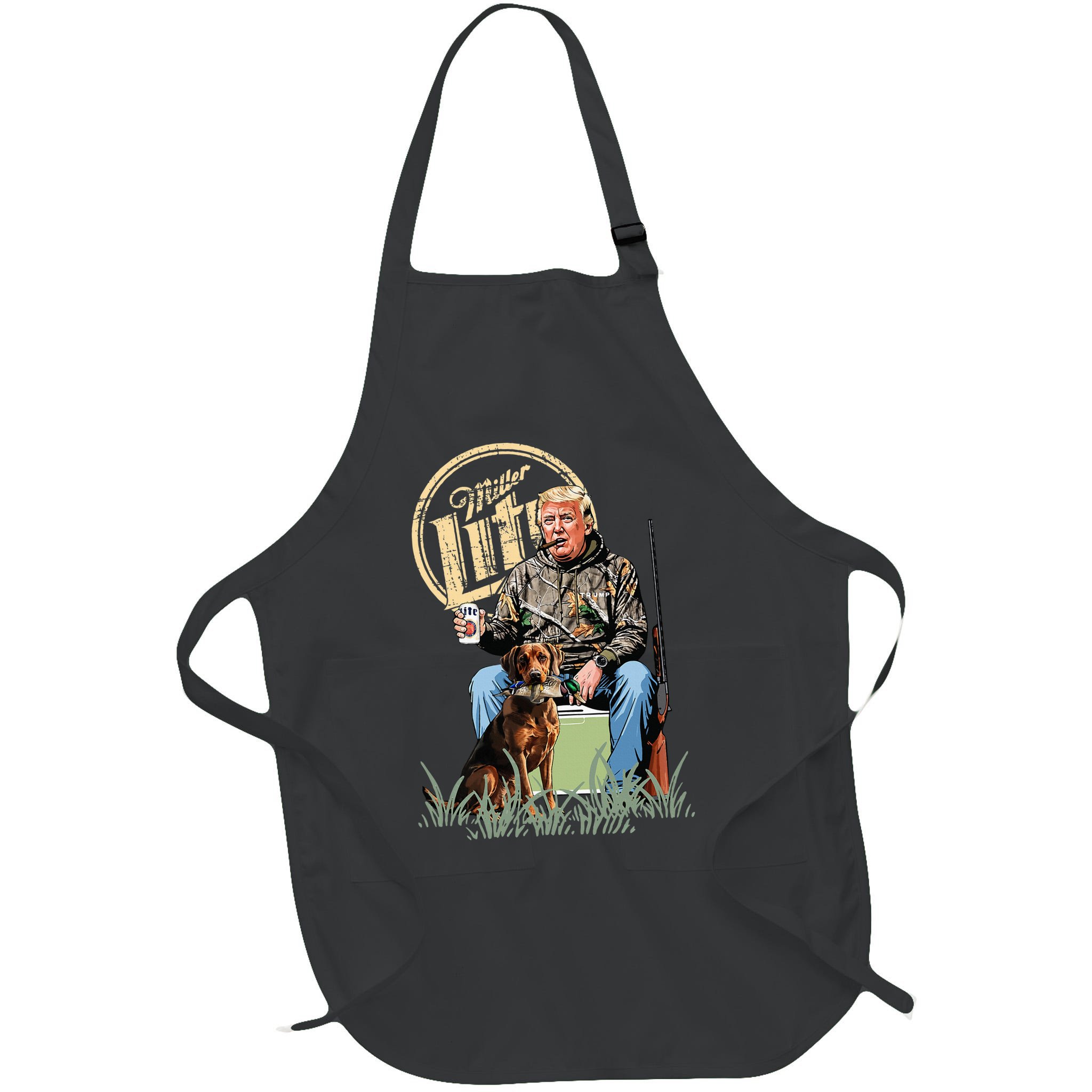 Retro Trump With Dog Fishermen Trump Fishing Hunting Season Apron