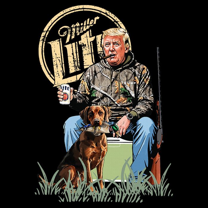 Retro Trump With Dog Fishermen Trump Fishing Hunting Season Women's Crop Top Tee
