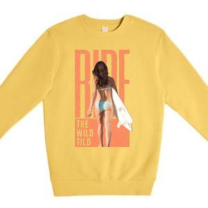 Ride The Wild Woman Surfing Premium Crewneck Sweatshirt