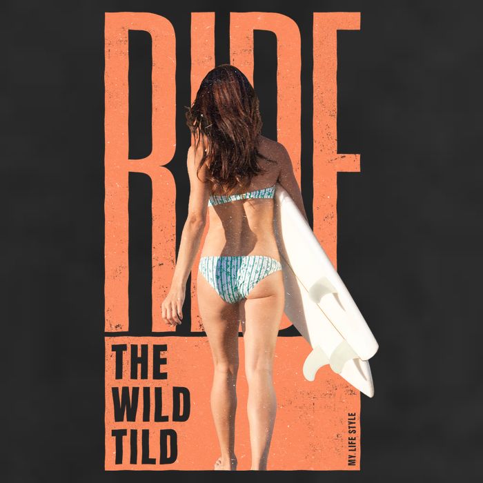 Ride The Wild Woman Surfing 7 Panel Mesh Trucker Snapback Hat