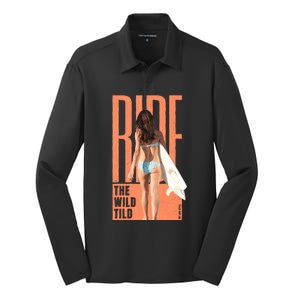 Ride The Wild Woman Surfing Silk Touch Performance Long Sleeve Polo