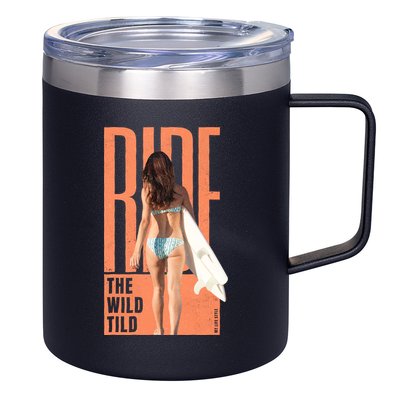 Ride The Wild Woman Surfing 12oz Stainless Steel Coffee Mug