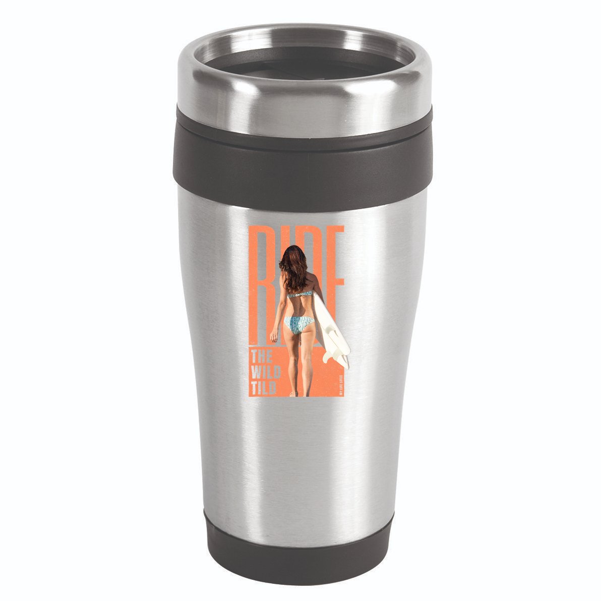 Ride The Wild Woman Surfing 16oz Travel Tumbler