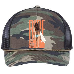 Ride The Wild Woman Surfing Retro Rope Trucker Hat Cap