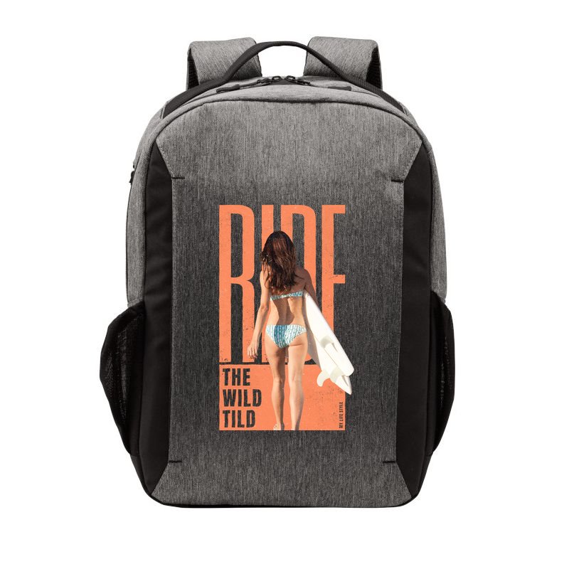 Ride The Wild Woman Surfing Vector Backpack