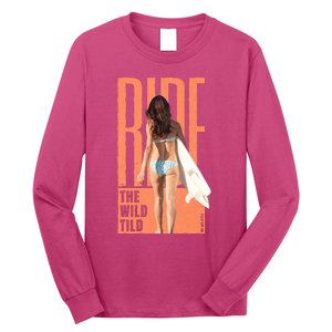 Ride The Wild Woman Surfing Long Sleeve Shirt