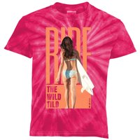 Ride The Wild Woman Surfing Kids Tie-Dye T-Shirt