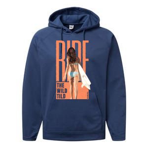 Ride The Wild Woman Surfing Performance Fleece Hoodie