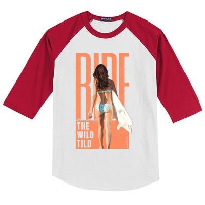 Ride The Wild Woman Surfing Kids Colorblock Raglan Jersey