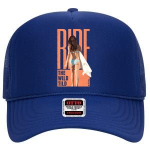 Ride The Wild Woman Surfing High Crown Mesh Back Trucker Hat