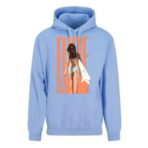 Ride The Wild Woman Surfing Unisex Surf Hoodie