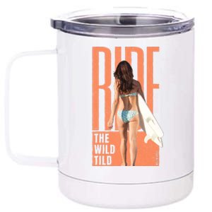 Ride The Wild Woman Surfing 12 oz Stainless Steel Tumbler Cup