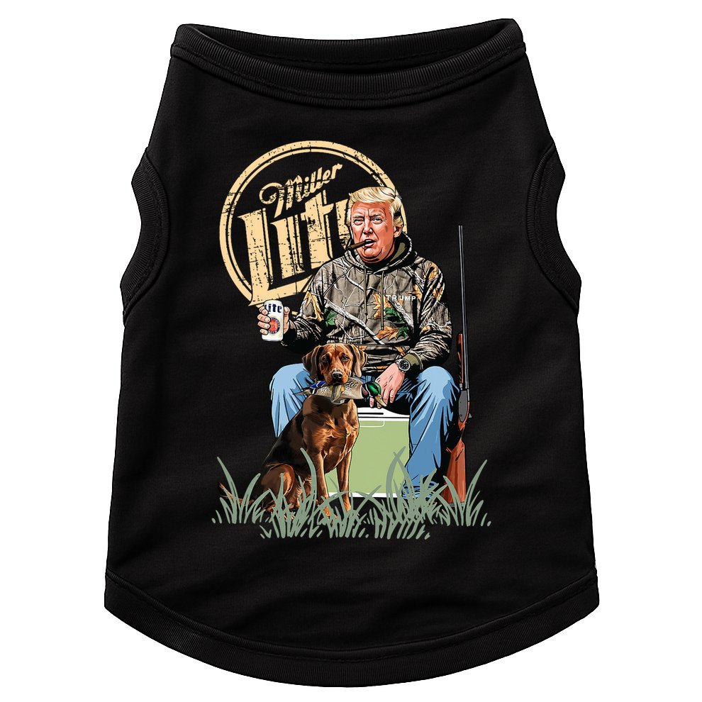 Retro Trump With Dog Fishermen Trump Fishing Hunting Season Doggie Tank