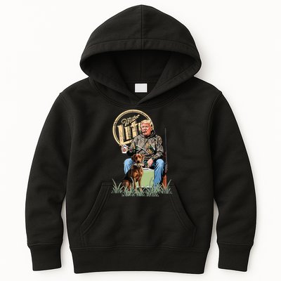 Retro Trump With Dog Fishermen Trump Fishing Hunting Season Kids Hoodie
