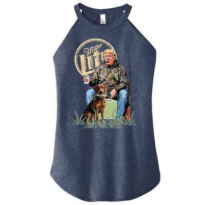 Retro Trump With Dog Fishermen Trump Fishing Hunting Season Women's Perfect Tri Rocker Tank