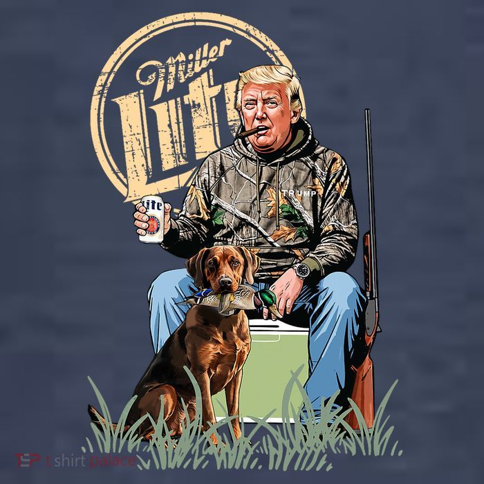 Retro Trump With Dog Fishermen Trump Fishing Hunting Season Women's V-Neck T-Shirt