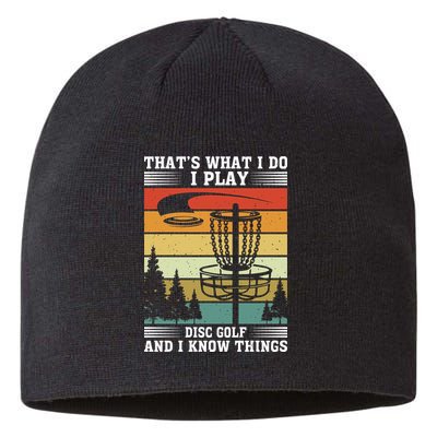 Retro That's What I Do I Play Disc Golf And I Know Things Sustainable Beanie