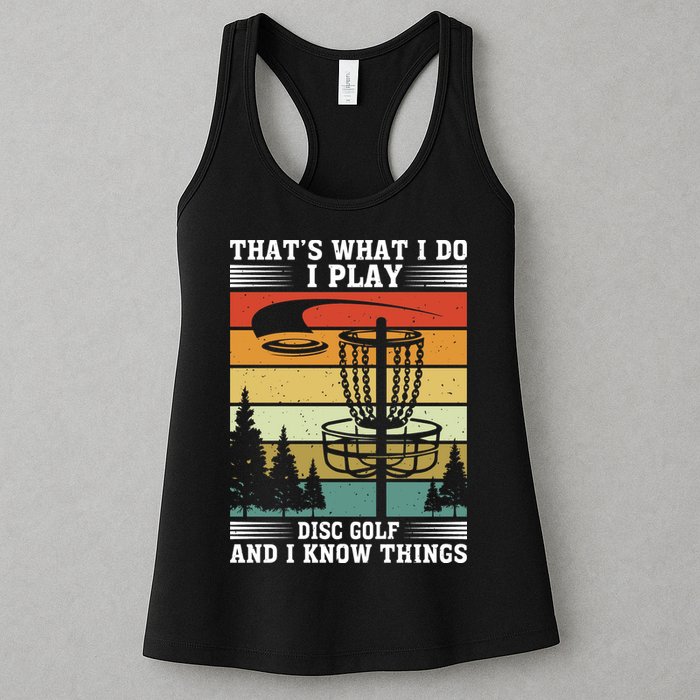Retro That's What I Do I Play Disc Golf And I Know Things Womens Tank Top