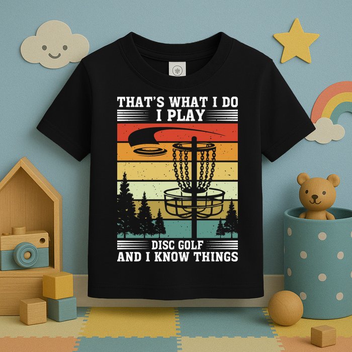 Retro That's What I Do I Play Disc Golf And I Know Things Toddler T-Shirt