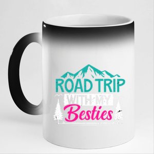 Road Trip With My Bestie Bff Travel Vacation Adventurers Cute Gift 11oz Black Color Changing Mug