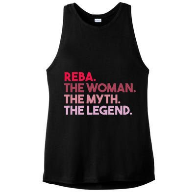 Reba The Woman The Myth The Legend Personalized Reba Ladies PosiCharge Tri-Blend Wicking Tank