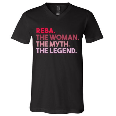 Reba The Woman The Myth The Legend Personalized Reba V-Neck T-Shirt