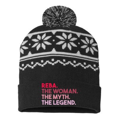 Reba The Woman The Myth The Legend Personalized Reba USA-Made Snowflake Beanie