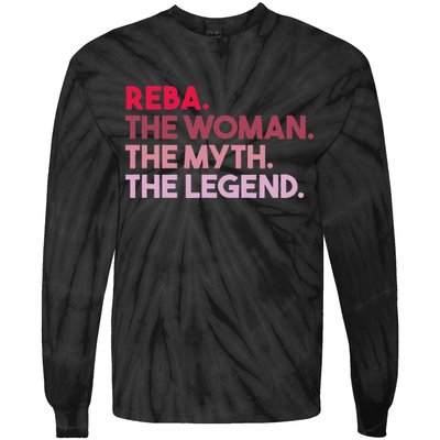 Reba The Woman The Myth The Legend Personalized Reba Tie-Dye Long Sleeve Shirt