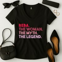 Reba The Woman The Myth The Legend Personalized Reba Women's V-Neck T-Shirt