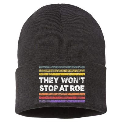Retro They Wont Stop At Roe Rights Groovy Sustainable Knit Beanie