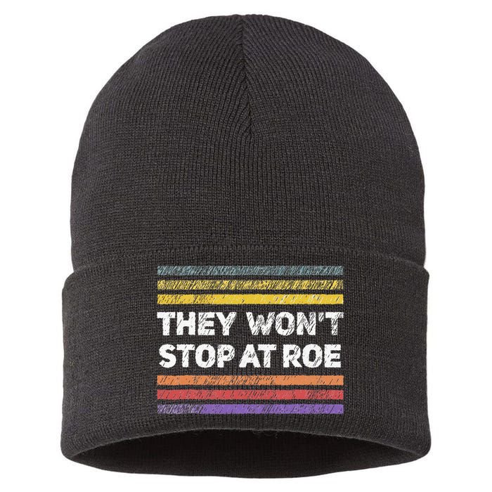 Retro They Wont Stop At Roe Rights Groovy Sustainable Knit Beanie