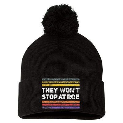 Retro They Wont Stop At Roe Rights Groovy Pom Pom 12in Knit Beanie